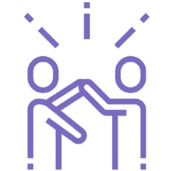 Icon of two people communicating and giving each other a high-five