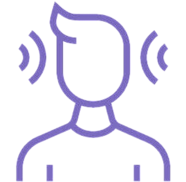 Icon of a person hearing sounds from a hearing test