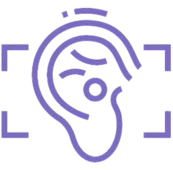 Ear icon with measurement grid showcasing an ear fitting