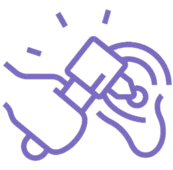 Otoscope observing ear icon
