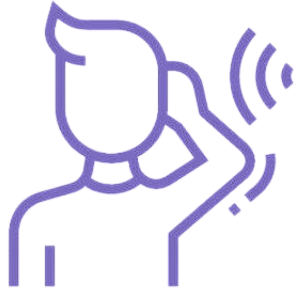 An icon of a person experiencing buzzing in the ear or tinnitus 