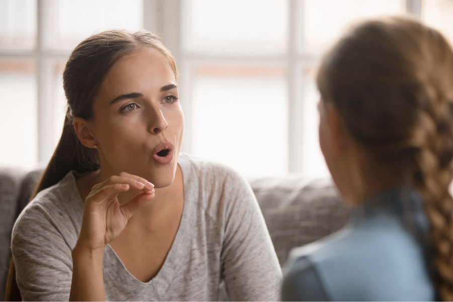 Patient in therapy with Speech Pathologist at Houston Voice Center